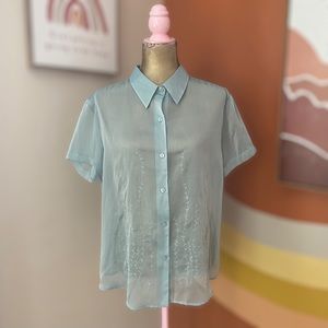 Vintage Kathie Lee Robins Egg Sheer Blouse